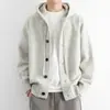 Suéter Cardigan de Tricô com Capuz para Homens, Novo Estilo Outono e Inverno 2025, Jaqueta Casual Solta de Alta Qualidade