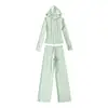 Conjunto Casual de Sudadera con Capucha y Cremallera Estilo Americano, Delgada, Ajustada, para Yoga, con Pantalones Rectos de Cintura Estrecha con Cordón