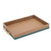 Traje de habitación de invitados con contraste de color de madera verde, bandeja de basura de cuero PU, caja de pañuelos de té, suministros de hotel, se puede personalizar con logotipo