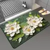 Tapete de Chão de Lama de Diatomáceas com Flor 3D para Entrada de Banheiro, Absorvente de Água, Tapete Antiderrapante, Banheiro Doméstico, Resistente a Manchas, Resistente ao Desgaste