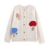 Cardigan de Tricô Loose com Manga Longa, Fofo, Rejuvenescedor, Cartoon de Cogumelo, Macio e Elástico, Dopamina, Europeu e Americano Transfronteiriço, Outono e Inverno 2025 para Mulheres