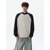 Nueva colección de otoño: Camiseta de manga raglán, bloques de color, talla grande, manga larga para hombre, sudadera de forro polar para hombre, estilo moderno