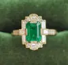 Sanjie Nuevo Venta Caliente Transfronteriza Explosivo Anillo Brillante de Diamante Cuadrado Joyería de Gama Alta Retro de Lujo Ligero de Nicho para Mujer