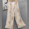 Pantalones de Pijama de Algodón Finos de Verano para Mujer con Estampado de Dibujos Animados, Pantalones de Pierna Ancha para Mujeres Embarazadas, Tallas Grandes, Adecuados para Usar Afuera, Pantalones Largos de Algodón, Exportación