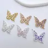 Colgante Hueco de Mariposa Chapado en Oro de Cobre Microincrustado de Circonita Joyería de Color Duradero Accesorios para Collares DIY Cadena de Clavícula Doble Colgante