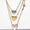 Colar de coração de diamante em aço inoxidável para mulheres, brincos de coração duplo, conjunto de colares em camadas com lábios LOVE