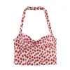 Conjunto Europeu e Americano de Roupas Femininas Transfronteiriças Aliexpress Ins Mais Vendido Top com Gola Halter Estampado + Conjunto de Minissaia