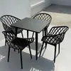 Juego de Mesa Redonda Pequeña y Sillas de Acero al Carbono Sencillo para Ocio en Balcón, Mesa de Reuniones, Área de Descanso, Cafetería de Té con Leche al Aire Libre, Mesa de Comedor al Aire Libre