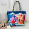Bolso de Hombro Nuevo Estampado, Bolso de Lona para Mujer de Mano, Bolso Tote Estilo Coreano de Gran Capacidad, Bolso Artístico para Estudiante