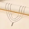 Colar Europeu e Americano Transfronteiriço Mais Vendido com Camadas, Colar Feminino Simples e Estiloso com Pingente de Barra de Metal Osso de Cobra