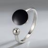 Anillo de moda estilo coreano para Tiktok Kuaishou, pegamento de cristal, punto negro redondo, anillo abierto, personalidad, elegante, anillo fresco