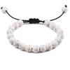 Pulseira Trançada de Pedra Olho de Tigre Natural de 8mm Personalizada Pedra Vulcânica Olho de Tigre Turquesa Branca Corrente Pulseira de Casal Pulseira