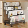 Estante infantil, suporte de leitura multifuncional, estante de parede integrada para uso doméstico com rodas, estante de armazenamento de livros de vários andares de piso