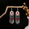 Pendientes con borlas de plata estilo étnico Miao, pendientes con borlas de turquesa bohemios, pendientes con atracciones turísticas de minorías étnicas