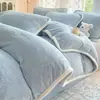 Juego Cálido de Cuatro Piezas de Felpa de Leche Espesada, Funda de Edredón de Felpa Tallada de Nuevo Estilo, Juego de Tres Piezas para Estudiantes, Sábana de Felpa de Franela, Venta al por Mayor