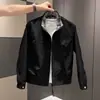 Elegante y sencilla chaqueta a cuadros con cuello mao para hombre, abrigo casual versátil de moda para primavera y otoño