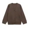 Ropa Europea y Americana Transfronteriza para Mujer AliExpress Venta Caliente Moda Estilo Europeo y Americano Suéter de Manga Larga con Cuello en V Cardigan de Punto de Temperamento a la Moda