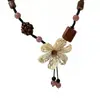 Nuevo Collar Tejido de Flores Hecho a Mano Chino Cadena de Suéter Retro de Madera Estilo Nacional Accesorios Étnicos de Gama Alta Nicho