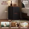 Mesita de Noche de Madera Maciza, Color Crema Sencillo, Ultraestrecha, Moderna Minimalista Pequeña para Hogar Dormitorio Mesa Lateral Estrecha de Lujo Ligero