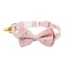 Nuevo Collar para Mascotas Transfronterizo Colgante de Margarita Hebilla Blanca Lazo Campana Dorada Collar para Gato