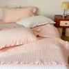 Estilo Perezoso y Sencillo Juego de Tres Piezas de Cubre Cama de Algodón Puro con Encaje Plisado Acordeón Acolchado Tatami, Transpirable y Suave, Adecuado para Todas las Estaciones