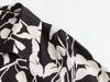 Venta al por mayor 2024 Otoño Nuevo Estilo Europeo y Americano Vestido Camisero de Manga Larga con Estampado Floral Negro para Mujer