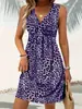 2025 Primavera y Verano Ropa Nueva Transfronteriza Europea y Americana Amazon Estación Independiente Vestido de Mujer con Estampado de Leopardo Twist para Mujer