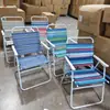 Silla plegable casual a rayas para exteriores, individual, ligera, sillón para el hogar, camping, fiesta, silla de playa para camping