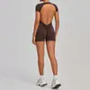 Mono de una pieza con efecto push-up transfronterizo y escote profundo en la espalda, body ajustado para deportes, fitness y running 12142