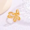 Anel Aberto em Aço Titânio Formato de Borboleta Simples Moderno Versátil Design de Nicho Anel para Homens e Mulheres Aço Inoxidável Universal