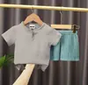 Conjunto de Shorts de Manga Corta de Algodón y Lino de Verano para Niños, Bebé, Color Puro, Doble Capa de Gasa de Algodón, Estilo Chino, Traje Holgado de Dos Piezas
