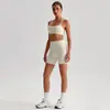 Conjunto de Traje de Yoga Transpirable de Secado Rápido Europeo y Americano para Mujer, Pantalones Cortos Deportivos Profesionales para Gimnasio, Correr, Pantalones de Tres Cuartos