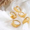 Anillo abierto plano minimalista de estilo ins europeo y americano con forma especial, acero de titanio chapado en oro de 18k, anillo de cola con proceso de fundición A156