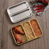 Prato de Churrasco Retrô de Aço Inoxidável 304 com Compartimentos, Prato de Petiscos, Prato Especial para Churrascarias, Prato de Temperos, Prato Tudo-em-Um para Molhos