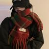 Xadrez Vermelho Cachecol Feminino Outono e Inverno All-match Britânico Clássico Coreano Estilo Cachecol de Natal Xale Sense Cachecol Quente