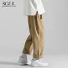 Pantalones de trabajo finos de verano, versátiles, holgados, estilo coreano, para hombre, modernos, rectos, de pierna ancha, casuales, largos
