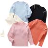[en stock suéter de cuello redondo liso de punto acanalado para otoño e invierno de niña suéter suave y elástico rosa para bebé niña suéter para mujer]