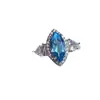 Anillo de Topacio Azul Natural Suizo Ojo de Caballo Anillo Simple Protector de Dedo Ajustable Outlet de Fábrica