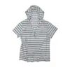 Camiseta de Manga Corta con Capucha a Rayas para Mujer 2026 Nuevo Estilo de Verano Talla Grande Adelgazante Diseño que Cubre el Vientre Hombro Normal Top Corto