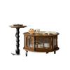2025 Nueva Mesa de Té Mesa de Té Pequeña para el Hogar Mesa Redonda de Vidrio Changhong Mesa de Café Redonda Retro Francesa Combinación de Madera Maciza