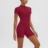 Mono de Yoga Sexy Ajustado de Manga Corta de Color Sólido Europeo y Americano para Mujer, Mono Deportivo Ajustado para Baile y Fitness