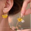 Pendientes de perlas con flecos de osmanthus Super Fairy, dulces y delicados, para mujer, estilo retro francés, con cara a juego.