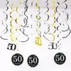 Festa de Aniversário Decorações Espirais Penduradas de PVC com 12 Peças para 30º, 40º, 50º, 60º Aniversário Decoração de Ambiente Pingentes Internos