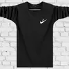 Camiseta de Manga Larga para Hombre de Otoño de Edad Media Cuello Redondo Holgada Talla Extra Grande Ropa de Otoño Camisa Básica para Hombres Gordos