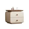 Criado-mudo minimalista na cor creme para uso doméstico, modelo novo moderno, mesa de cabeceira com armazenamento em couro para quarto, fácil de instalar, criado-mudo minimalista