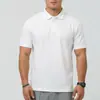 Camisa Polo de Manga Curta para Homem, Casual de Verão para Negócios, Tecido Escovado, Fina, Elástica, Corte Justo, Comprimento Estendido, Manga Meia-Manga, Camiseta com Gola Polo