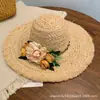 Sombrero de Rafia Trenzada con Flor para Mujer Verano Francés Ala Ancha Sombrero de Sol Vacaciones en la Costa Sombrero de Sol Moderno