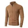Cárdigan de punto para hombre para otoño e invierno con cremallera, moda europea y americana, ropa para hombre de talla grande, cuello alto, suéter de punto liso, prenda de abrigo