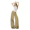 Verão 2026 Novo Tendência Estilo Americano Khaki Roupa de Trabalho Design de Perna Larga Jeans Afunilado Solto Emagrecedor para Mulheres