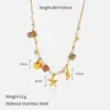 Estilo Oceano Europeu e Americano Pingente de Concha Estrela Conjunto de Colar e Pulseira de Aço Titânio Joias da Moda em Aço Inoxidável Série Oceano